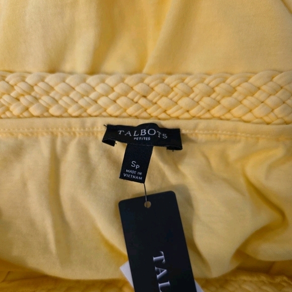Talbots Yellow Short Sleeve Top with Braided Collar - Picture 6 of 7